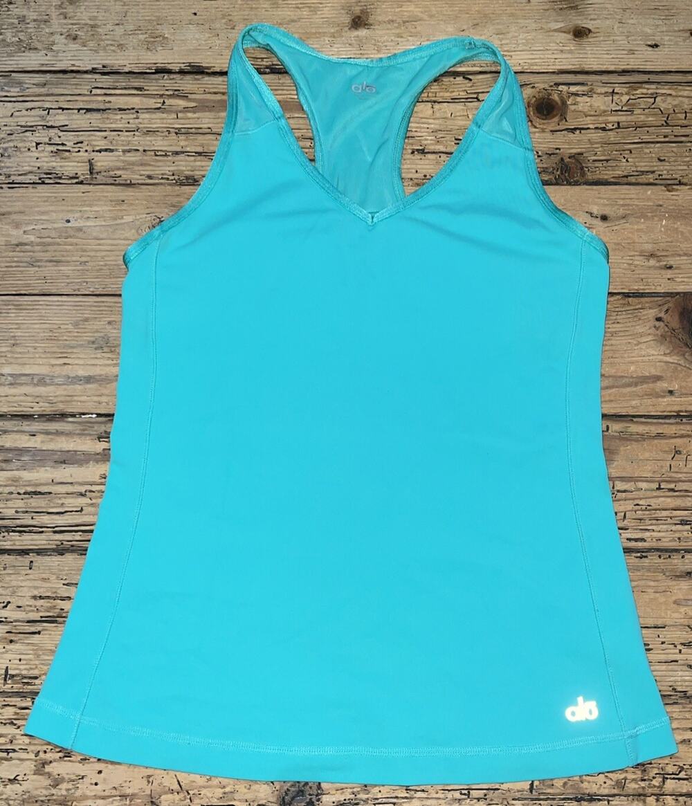 All Women’s Size M Green Racerback Tank W/built In Shelf Bra *No Padding